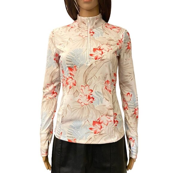 Tommy Bahama Tops - Tommy Bahama Everyday Active Women's 1/2 Zip Jacket Floral Pockets Size M NWT